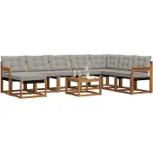 vidaXL Buiten bank set 9 st Naturel en lichtgrijs