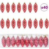 vidaXL Kerstdennenappelbal 40 st Rood 4 x 9 cm Kunststof