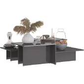 vidaXL Salontafels 2 st 111,5x50x33 cm bewerkt hout hoogglans grijs