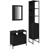 vidaXL Badkamermeubel Set 3 st Zwart Eiken 33 x 33 x 185,5 cm
