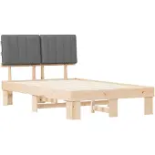 vidaXL Bedframe met Gevoerde Hoofdbord Lichtgrijs 120 x 190 cm