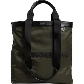 Dolce&Gabbana Militair Groen Nylon Schouderband Tote Bag