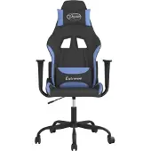 vidaXL Massage gamestoel stof zwart en blauw