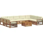 vidaXL Buiten bank set 10 st Natuurlijk en Crème Massief Acacia Hout