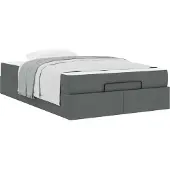 vidaXL Bedframe met matras 2 st Dim Grijs Stof