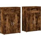 vidaXL Dressoirs 2 st 60x30x84 cm bewerkt hout gerookt eikenkleurig