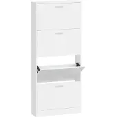 vidaXL Schoenenkast 59x17x150 cm bewerkt hout hoogglans wit