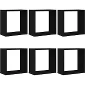 vidaXL Wandschappen kubus 6 st 30x15x30 cm bewerkt hout zwart eiken