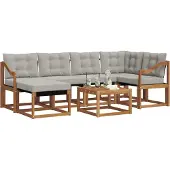 vidaXL Buiten bank set 7 st Natuurlijk en Licht Grijs