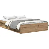 vidaXL Bedframe zonder matras spaanplaat artisanaal eikenkleurig