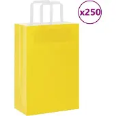 vidaXL Papieren zakken 250 st met hengsels 21x11x31 cm geel