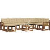 vidaXL Buiten bank set 9 st Natuurlijk en Beige
