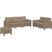 vidaXL 3-delige Loungeset met kussens kunstleer cappuccino