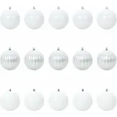 vidaXL Kerstbal Set XL 15 pcs Wit Ø 10 cm Kunststof LED's