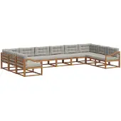 vidaXL Buiten bank set 10 st Natuurlijk en Licht Grijs