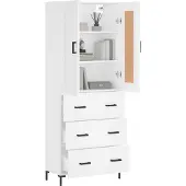 vidaXL Hoge kast 69,5x34x180 cm bewerkt hout wit