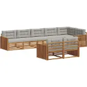 vidaXL Buiten bank set 8 st Natuurlijk en Licht Grijs