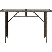 vidaXL Tuintafel met glazen blad 110x68x70 cm poly rattan bruin