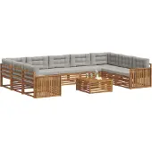 vidaXL Buiten bank set 10 st Natuurlijk en Licht Grijs