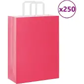vidaXL Papieren zakken 250 st met hengsels 26x12x35 cm roze