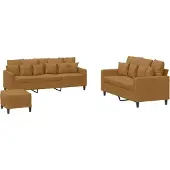 vidaXL 3-delige Loungeset met kussens fluweel bruin