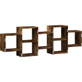 vidaXL Wandschap 129x18x42 cm bewerkt hout gerookt eikenkleurig