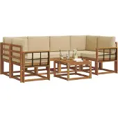 vidaXL Buiten bank set 7 st Natuurlijk en Beige