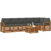 vidaXL Buiten bank set 7 st Natuurlijk en Antraciet Polyester
