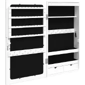 vidaXL Sieradenkast met spiegel en LED wandgemonteerd wit