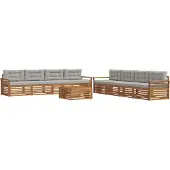 vidaXL Buiten bank set 9 st Natuurlijk en Licht Grijs