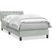 vidaXL Boxspring met matras fluweel lichtgrijs 80x210 cm