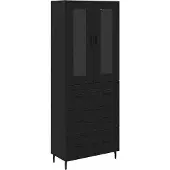 vidaXL Highboard 2 st Zwart Eiken 69,5 x 34 x 180 cm Bewerkt hout