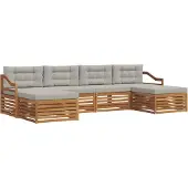 vidaXL Buiten bank set 6 st Natuurlijk en Licht Grijs
