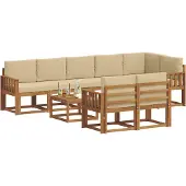 vidaXL Buiten bank set 9 st Natuurlijk en Beige