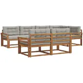 vidaXL Buiten bank set 8 st Naturel en lichtgrijs