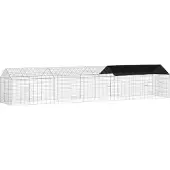 vidaXL Konijnenkooi Zilver 400 x 78 x 78 cm Gegevens staal