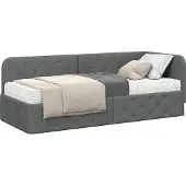 vidaXL Hoek Bed Frame Donkergrijs 80 x 200 cm Stof
