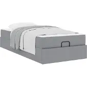 vidaXL bedframe met matras, 2 stuks, lichtgrijs, stoffen bekleding