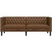 vidaXL Driezitsbank Chesterfield-stijl kunstleer bruin