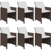 vidaXL 7-delige Tuinset met kussens poly rattan bruin