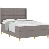 vidaXL Boxspring bed met hoofdeinde Taupe 140 x 190 cm Stof