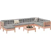 vidaXL 9-delige Loungeset met kussens massief douglas vurenhout