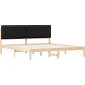 vidaXL Bedframe met Gevoerde Hoofdbord Zwart 200 x 200 cm