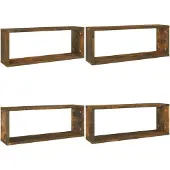 vidaXL Wandschappen kubus 4 st 60x15x23 cm bewerkt hout gerookt eiken