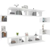 vidaXL 8-delige Tv-meubelset bewerkt hout wit