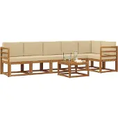 vidaXL Buiten bank set 7 st Natuurlijk en Beige