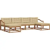 vidaXL Buiten bank set 6 st Natuurlijk en Beige