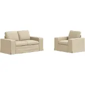 vidaXL Bankstel 2 st Crème Stof