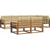 vidaXL Buiten bank set 8 st Natuurlijk en Beige