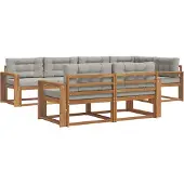 vidaXL Buiten bank set 8 st Naturel en lichtgrijs